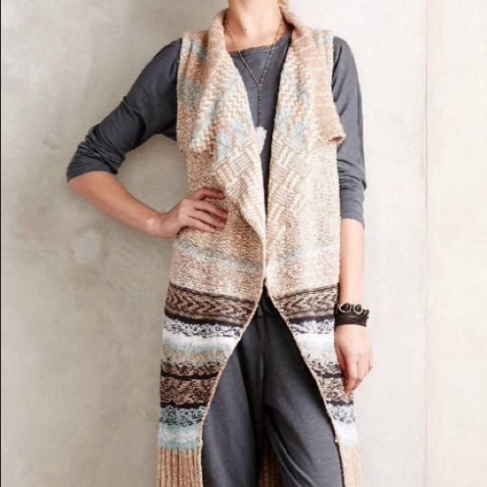 Anthro Sleeping On Snow Oullins Jacquard Vest XS/S